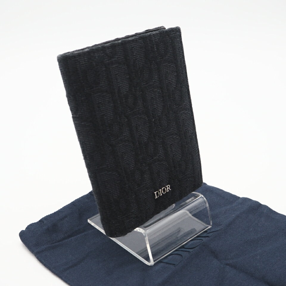 C, L, R, W - ★3日以内返品可★ 美品 Dior ディオール オブリーク ジャカード2つ折りウォレット 2ESBC319YSE_H03E 二つ折り財布 ブラック グレー キャンバス レザー メンズ【中古】
