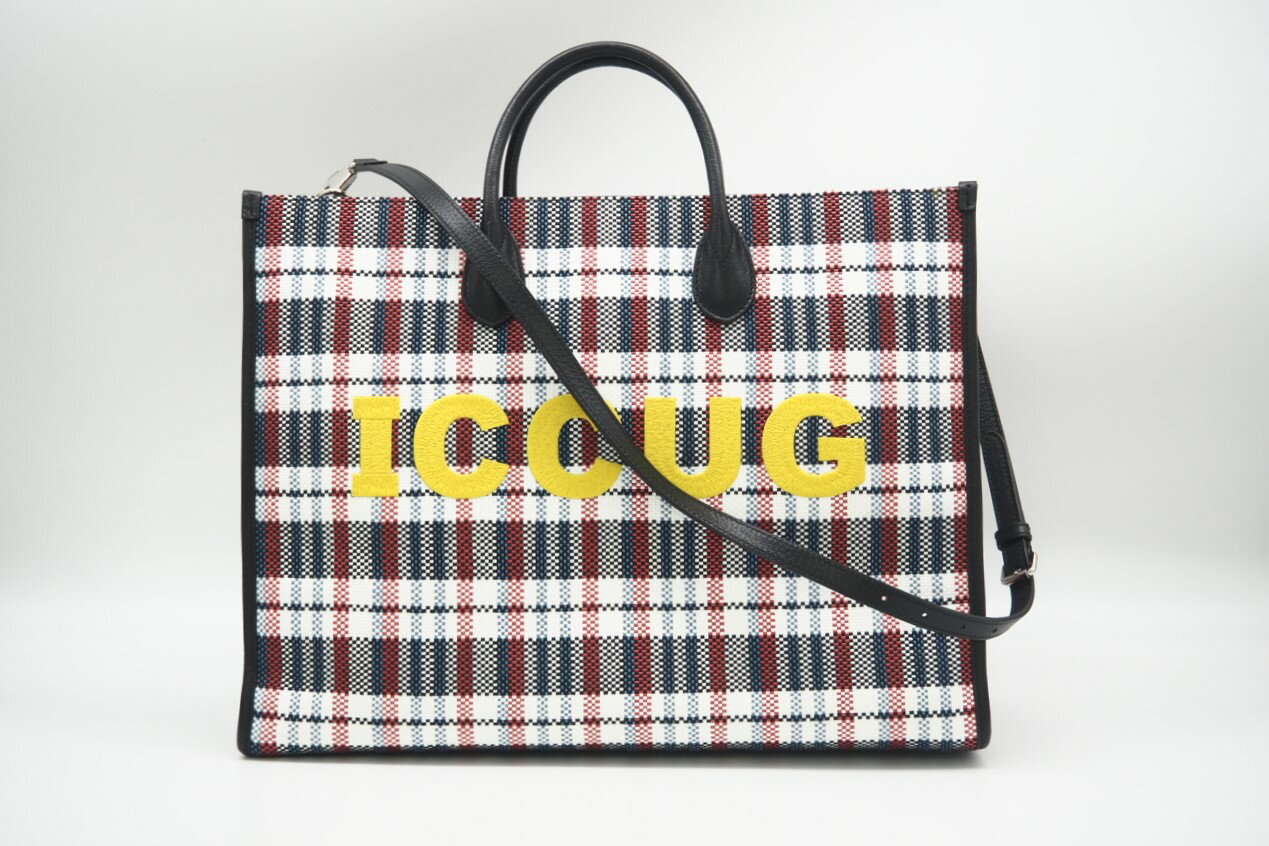 ★3日以内返品可★ 美品 GUCCI グッチ ラフィア×ナイロン チェック 2WAYハンドバッグ マルチカラー 659980 2wayトートバッグ マルチカラー ナイロン レディース【中古】