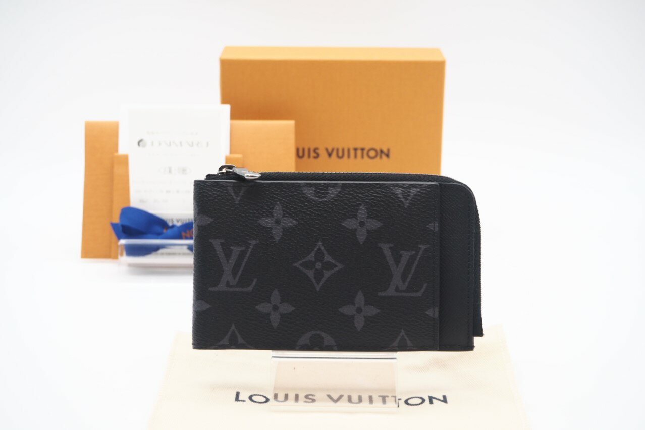 ★3日以内返品可★ 美品 LOUIS VUITTON ルイ・ヴィトン エクリプス ハイブリッドウォレット M81568 コインケース ブラック グレー コーティングキャンバス メンズ【中古】