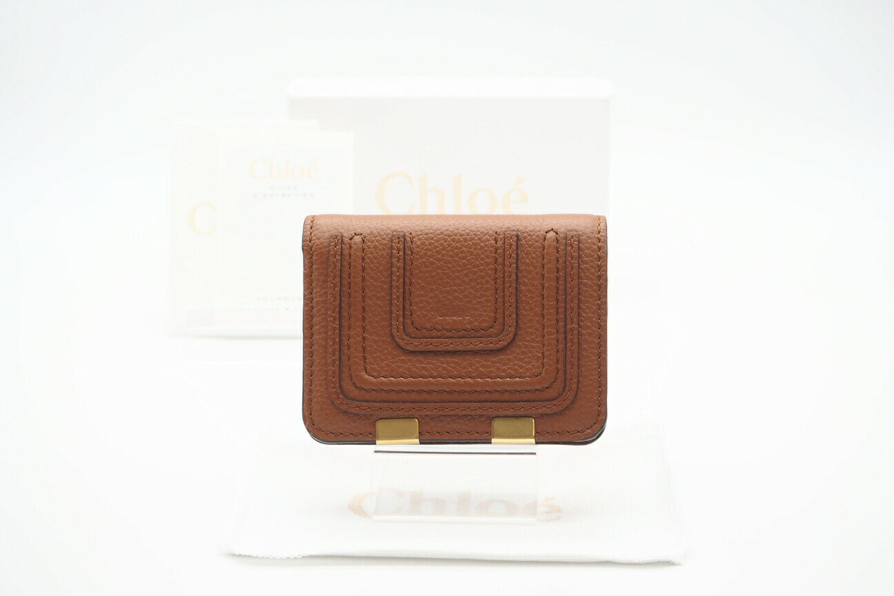 ★3日以内返品可★ 美品 Chloe クロエ マーシー レザー コンパクトウォレット CHC22AP676I31 二つ折り財布 ブラウン レザー レディース【中古】