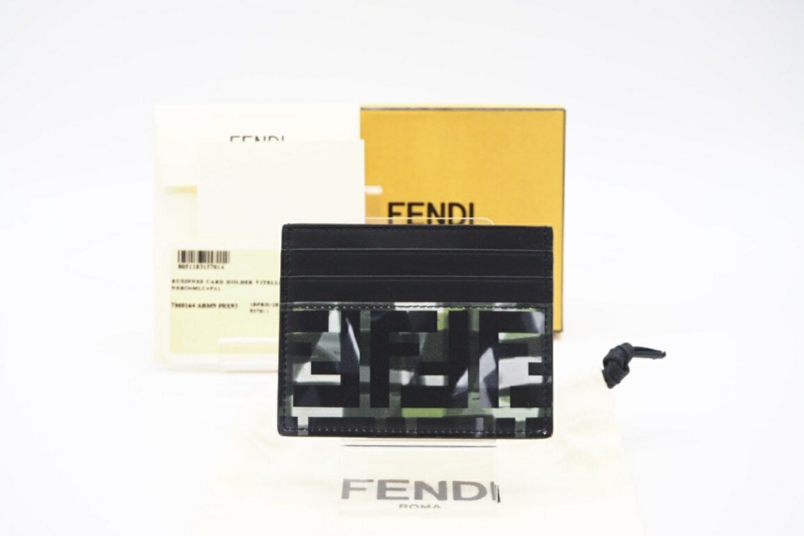 樂天商城 - ★3日以内返品可★ 美品 FENDI フェンディ ヴィッテロ サン カモフ ビジネスカードホルダー 7M0164 カードケース ブラック グリーン コーティングキャンバス レディース【中古】