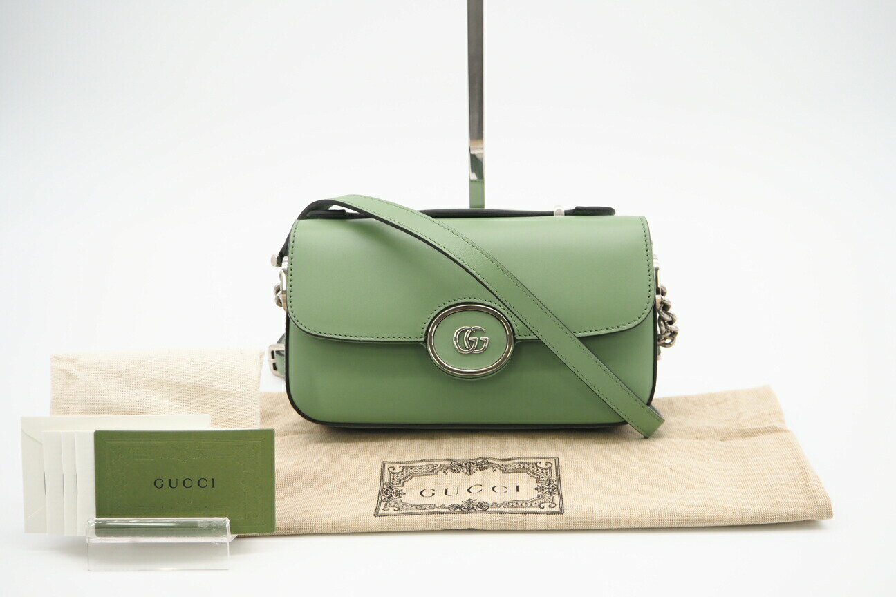 ★3日以内返品可★ 極美品 GUCCI グッチ ダブルG 2WAY ショルダーバッグ 739722 2wayショルダーバッグ グリーン レザー レディース【中古】