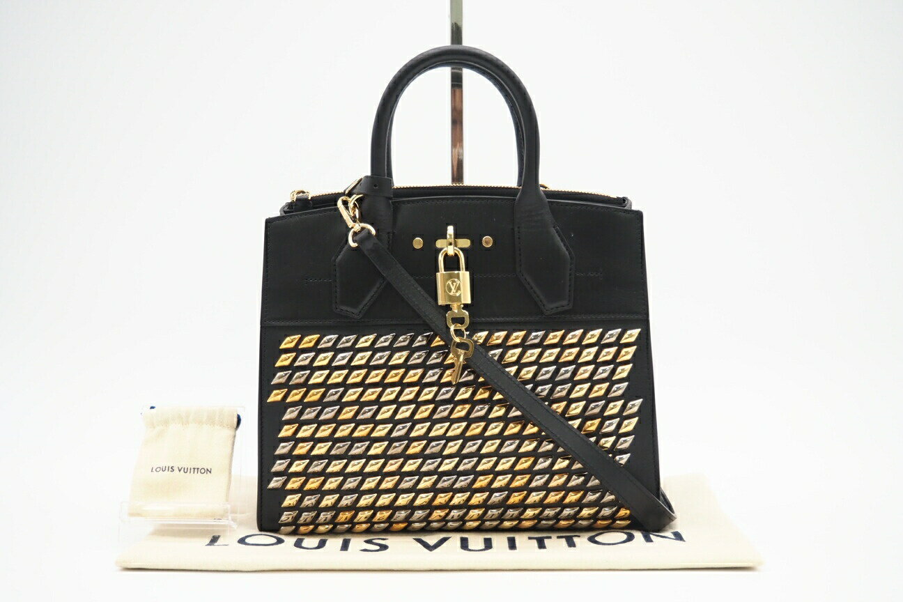 Rakuten - ★3日以内返品可★ 極美品 LOUIS VUITTON ルイ・ヴィトン カーフスキン シティスティーマーPM M51021 2wayショルダーバッグ ブラック ゴールド カーフレザー レディース【中古】