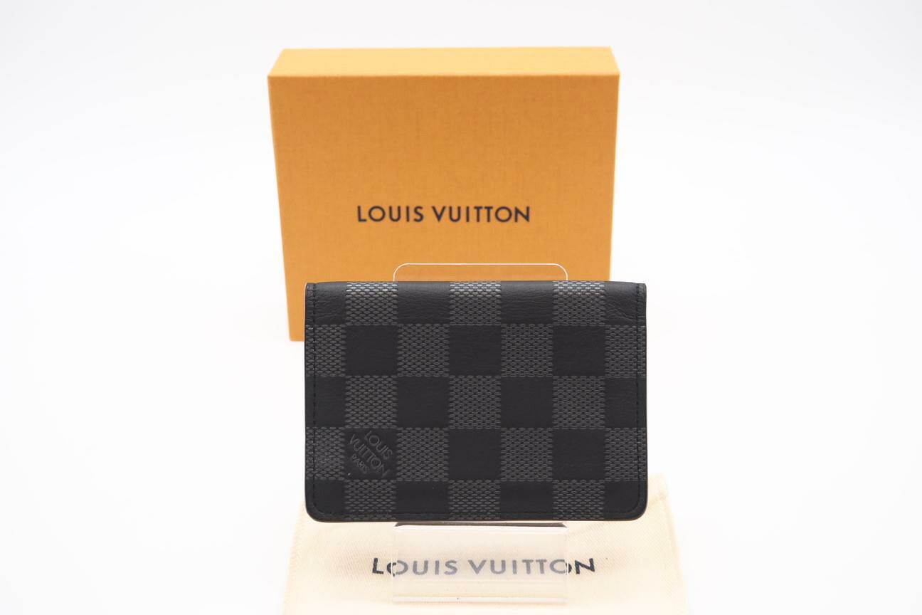 Rakuten - ★3日以内返品可★ 美品 LOUIS VUITTON ルイ・ヴィトン アンフィニ カードケース オーガナイザ ドゥ ポッシュ N60183 カードケース ブラック シルバー トリヨンレザー メンズ【中古】
