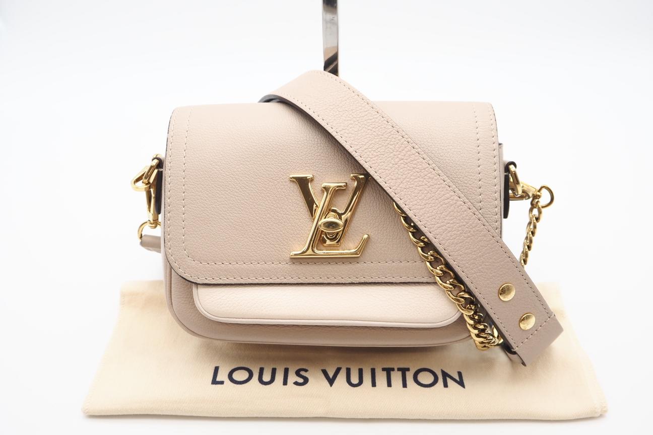 ★3日以内返品可★ 美品 LOUIS VUITTON ルイ・ヴィトン ロックミー テンダー M58554 2wayショルダーバッグ グレージュ ベージュ クリーム ブルー グレインカーフレザー レディース【中古】