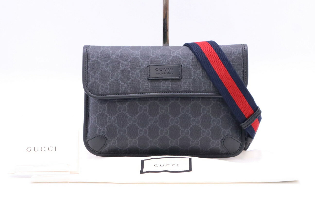 ★3日以内返品可★ GUCCI グッチ GGスプリーム PVC レザー ボディバッグ 598113 ボディバッグ ブラック グレー ネイビー レッド コーティングキャンバス レザー レディース【中古】