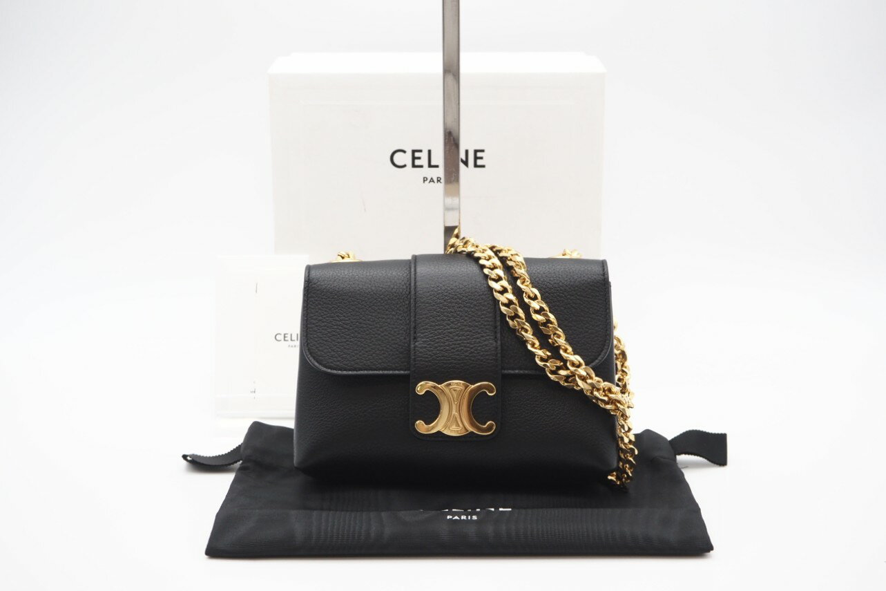 ★3日以内返品可★ 美品 CELINE セリーヌ サプルグレインドカーフスキン ミニ ヴィクトワール 10N113GGR.38NO ショルダーバッグ ブラック カーフレザー レディース【中古】
