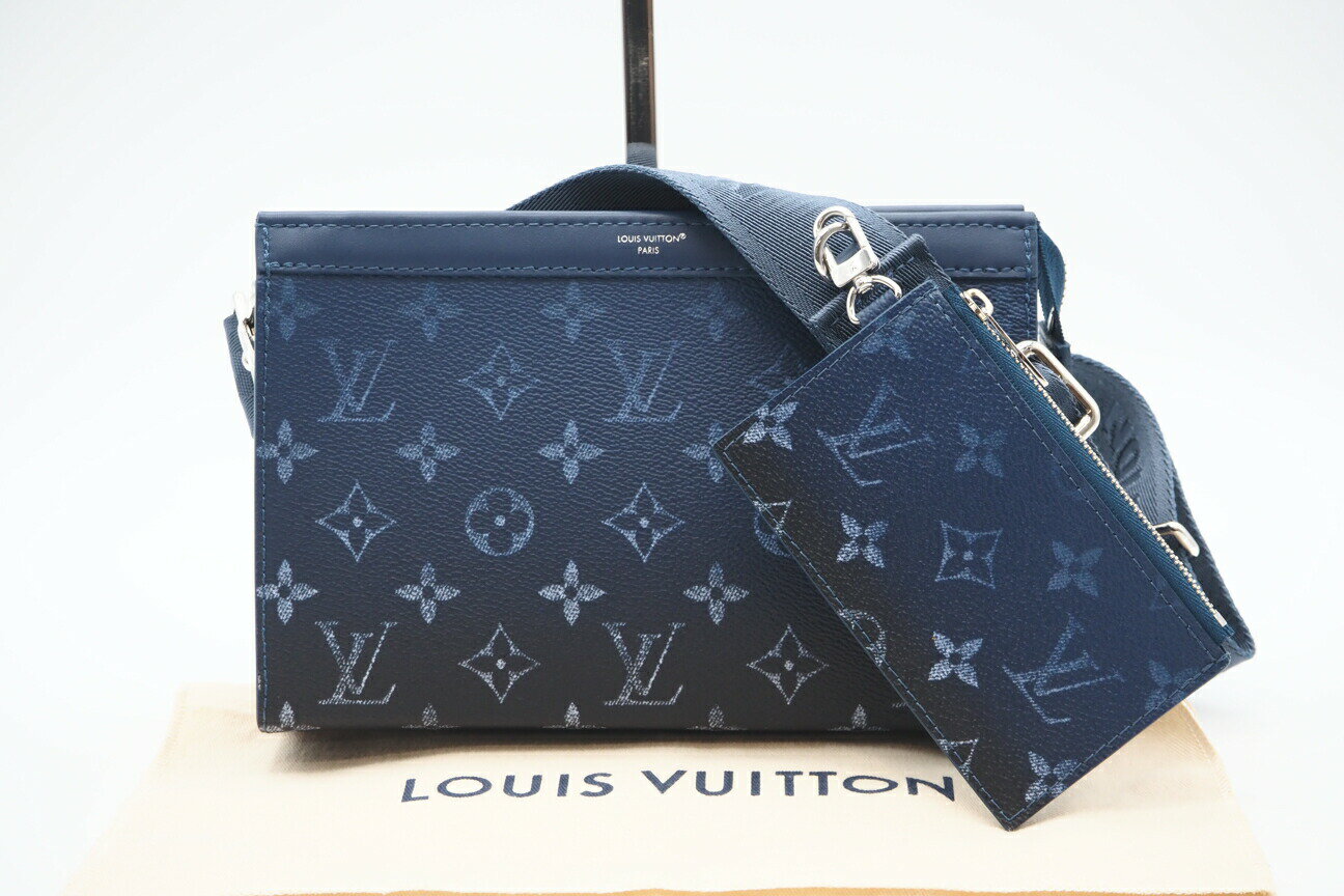 Rakuten - ★3日以内返品可★ 極美品 LOUIS VUITTON ルイ・ヴィトン モノグラム グラディエント ガストンウェアラブルウォレット ショルダーバッグ M11544 ショルダーバッグ ネイビー ブルー コーティングキャンバス メンズ【中古】