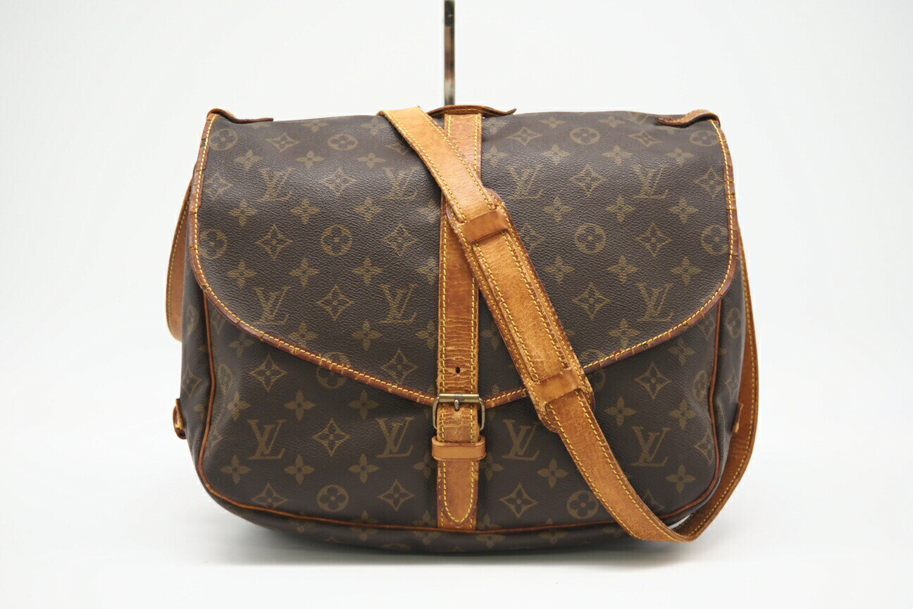 ★3日以内返品可★ LOUIS VUITTON ルイ・ヴィトン モノグラム ソミュール35 M42254 ショルダーバッグ ブラウン コーティングキャンバス レディース【中古】