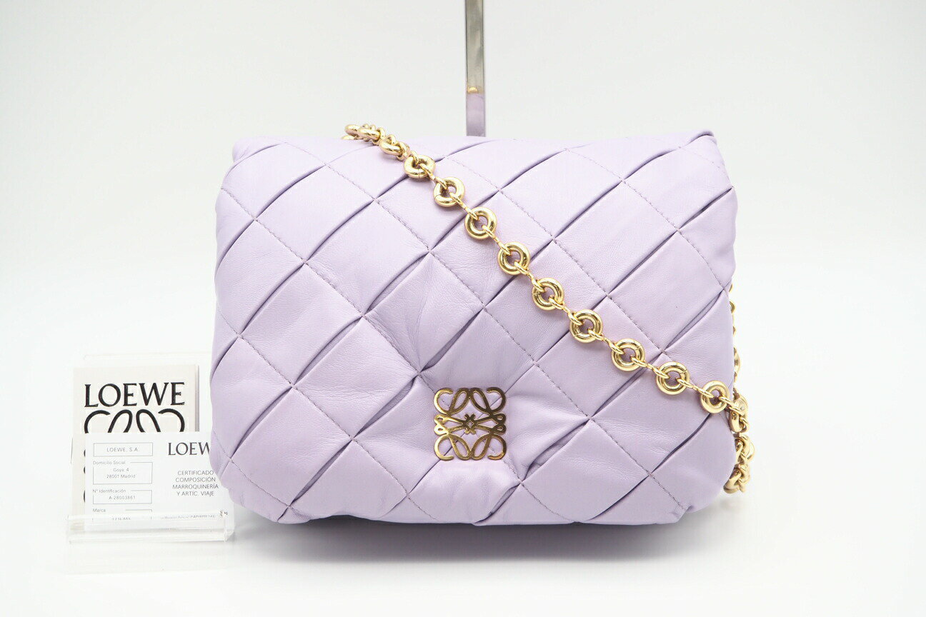 Rakuten - ★3日以内返品可★ 美品 LOEWE ロエベ ラムスキン パファー ゴヤバッグ A896P41X14 2wayショルダーバッグ パープル ラムスキン レディース【中古】