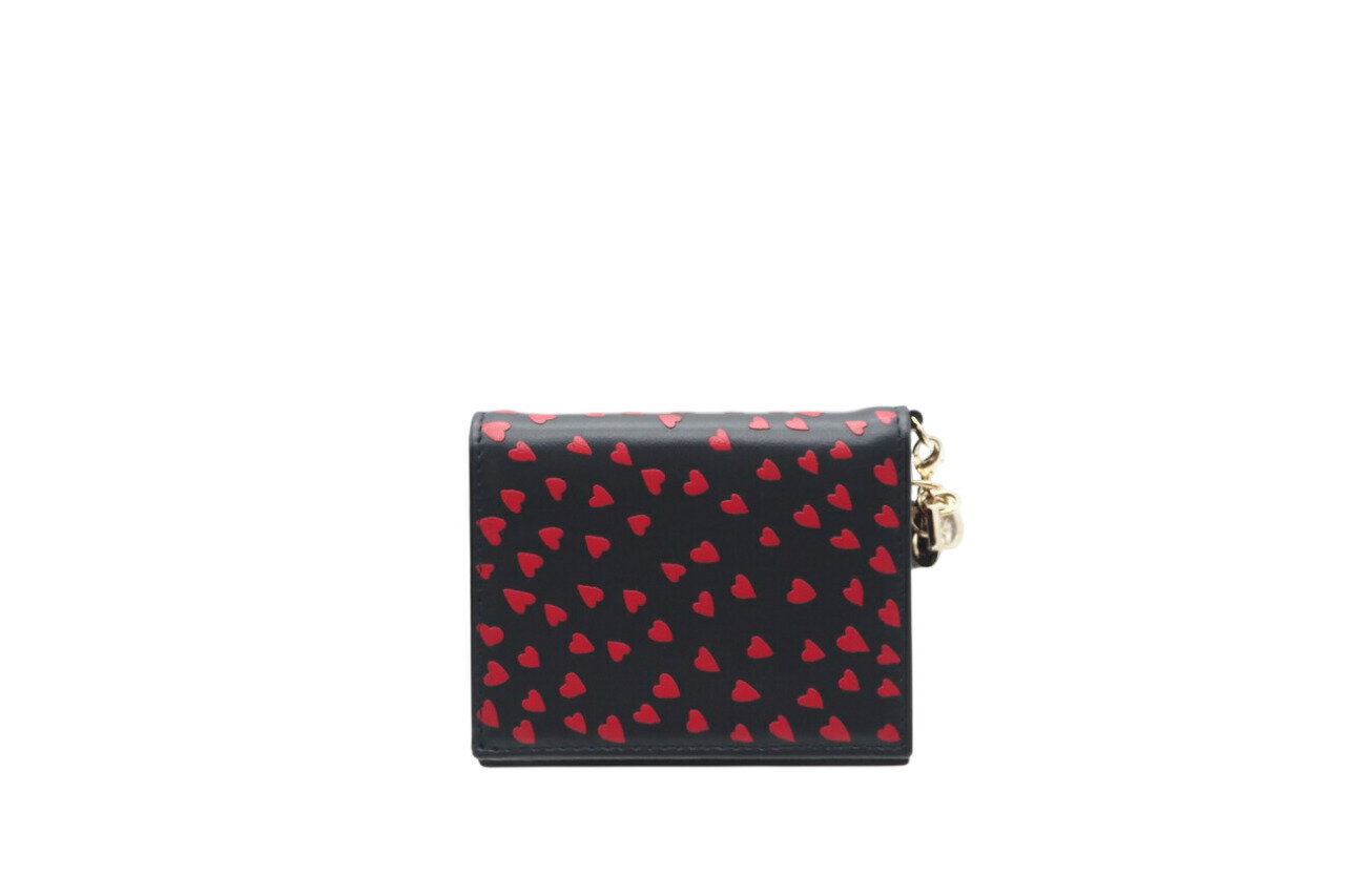 樂天商城 - ★3日以内返品可★ 極美品 Dior ディオール レザー I LOVE PARIS レディディオール コンパクトウォレット 二つ折り財布 ネイビー レッド レザー レディース【中古】