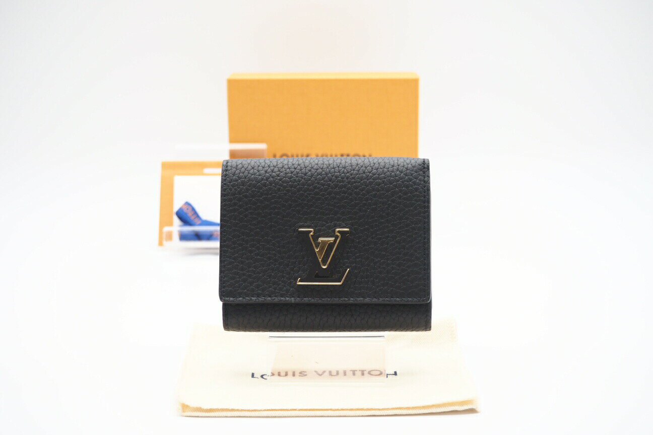 Rakuten - ★3日以内返品可★ 美品 LOUIS VUITTON ルイ・ヴィトン トリヨン カプシーヌ タイニーウォレット M12149 二つ折り財布 ブラック トリヨンレザー レディース【中古】