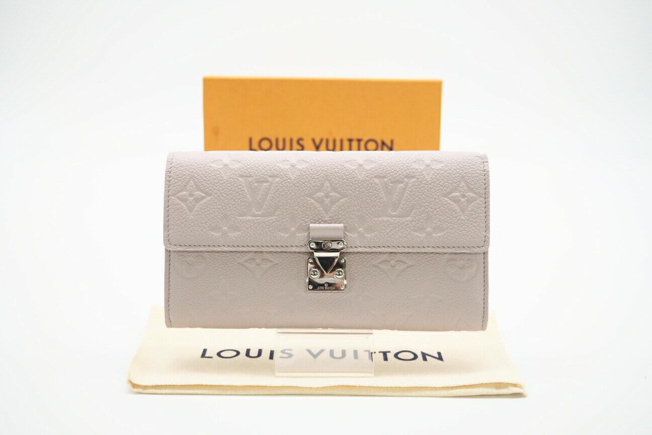 Rakuten - ★3日以内返品可★ 極美品 LOUIS VUITTON ルイ・ヴィトン アンプラント ポルトフォイユサラメティス ブルーム M13463 長財布 ピンク系 グレー カウハイド グレインレザー レディース【中古】