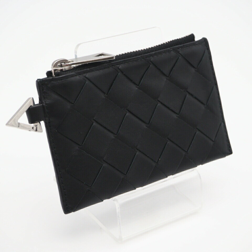★3日以内返品可★ 美品 BOTTEGAVENETA ボッテガヴェネタ イントレチャート中 マキシイントレチャート レザー 650529VCPQ33152 コインケース ブラック レザー メンズ【中古】