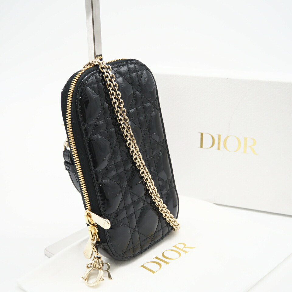 Rakuten - ★3日以内返品可★ 極美品 Dior ディオール パテントカーフスキン Lady Dior Call'in Dior フォンホルダー S0872OVRB 2wayショルダーバッグ ブラック カーフレザー レディース【中古】
