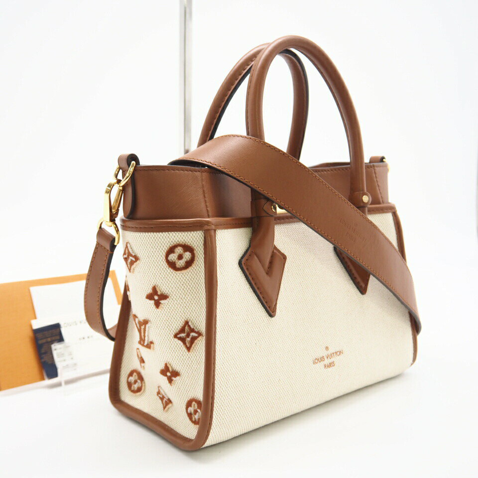 樂天商城 - ★3日以内返品可★ 美品 LOUIS VUITTON ルイ・ヴィトン キャンバス オンマイサイドPM M59905 2wayショルダーバッグ ベージュ ブラウン キャンバス レザー レディース【中古】