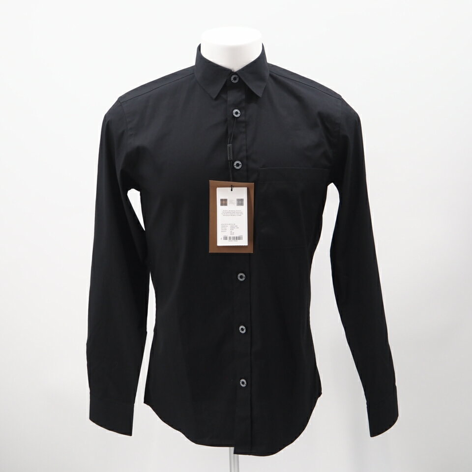 Rakuten - ★3日以内返品可★ 極美品 BURBERRY バーバリー コットン ロングスリーブシャツ XS XS 8028876 長袖シャツ ブラック 綿 メンズ【中古】