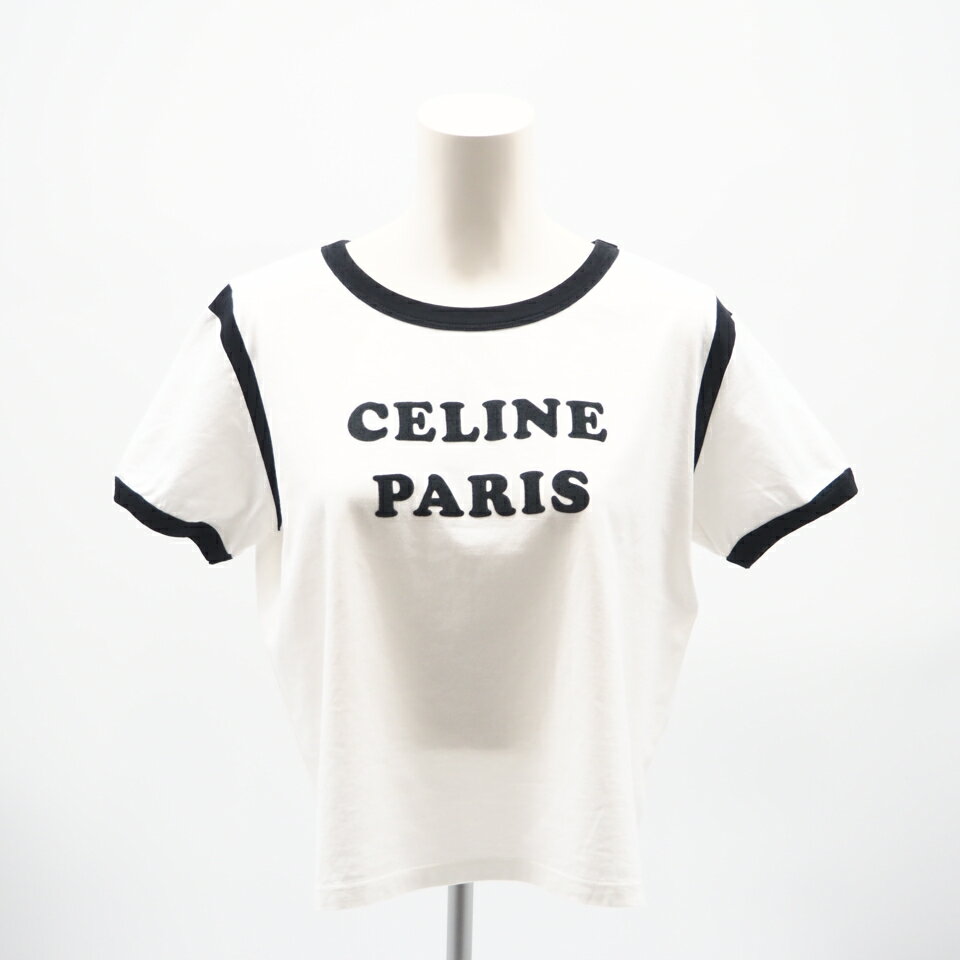 乐天商城 - ★3日以内返品可★ 美品 CELINE セリーヌ コットン ボクシー プリントTシャツ M M 2X890671Q 半袖シャツ ホワイト ブラック コットン レディース【中古】
