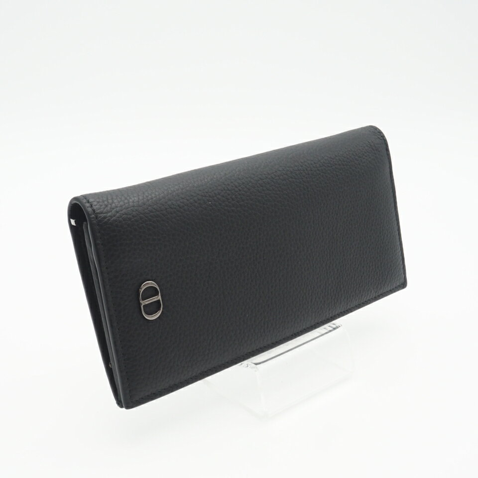 ★3日以内返品可★ 美品 Dior ディオール CD Icon グレインドカーフスキン バーティカル 2つ折りウォレット 2ESBC002CDI_H00N 長財布 ブラック レザー メンズ【中古】