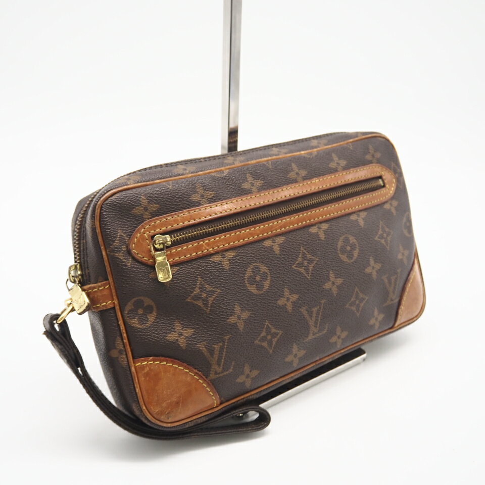 ★3日以内返品可★ LOUIS VUITTON ルイ・ヴィトン モノグラム マルリードラゴンヌGM M51825 セカンドバッグ ブラウン コーティングキャンバス レザー レディース【中古】