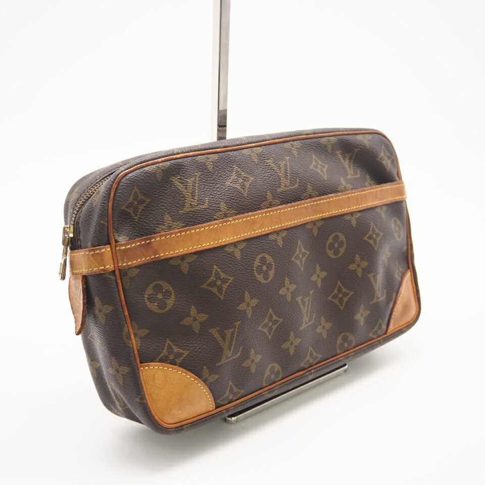 ★3日以内返品可★ LOUIS VUITTON ルイ・ヴィトン モノグラム コンピエーニュ28 M51845 セカンドバッグ ブラウン コーティングキャンバス レザー メンズ【中古】(4.0)