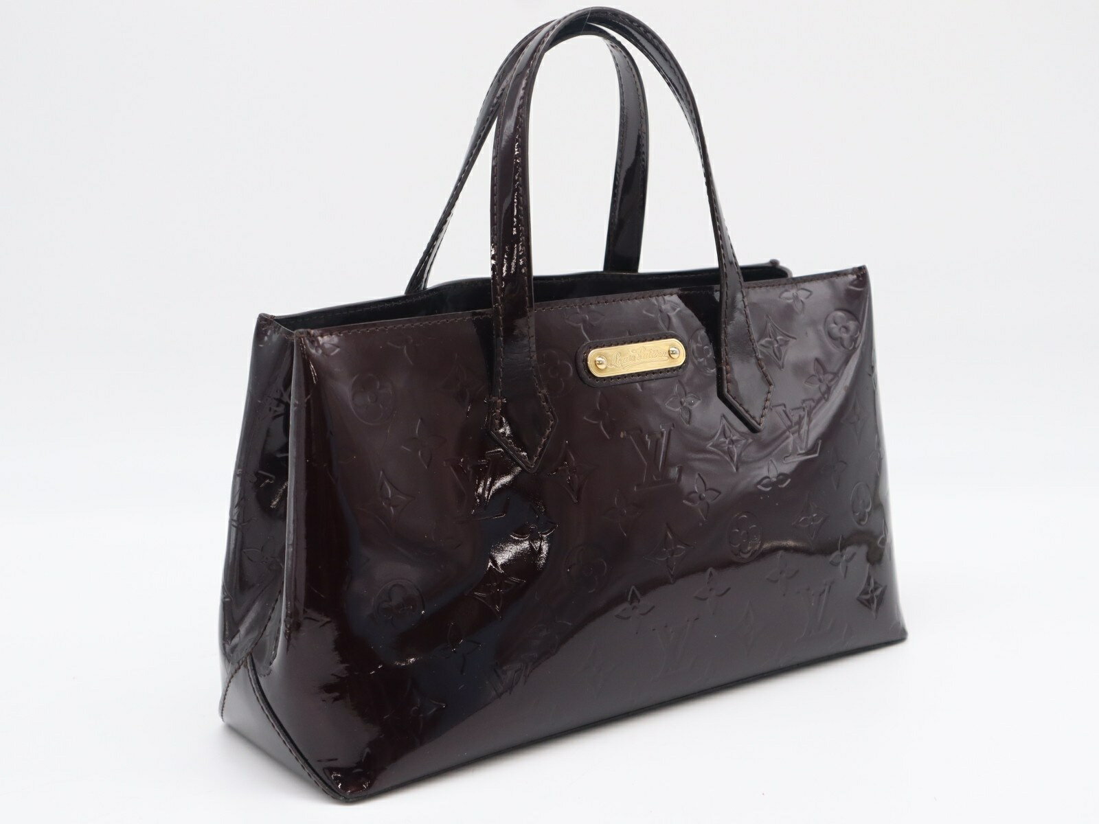 ★3日以内返品可★ LOUIS VUITTON ルイ ヴィトン モノグラム ヴェルニ ウィルシャーPM アマラント M93641 ハンドバッグ ワインレッド コーティングキャンバス レザー レディース【中古】