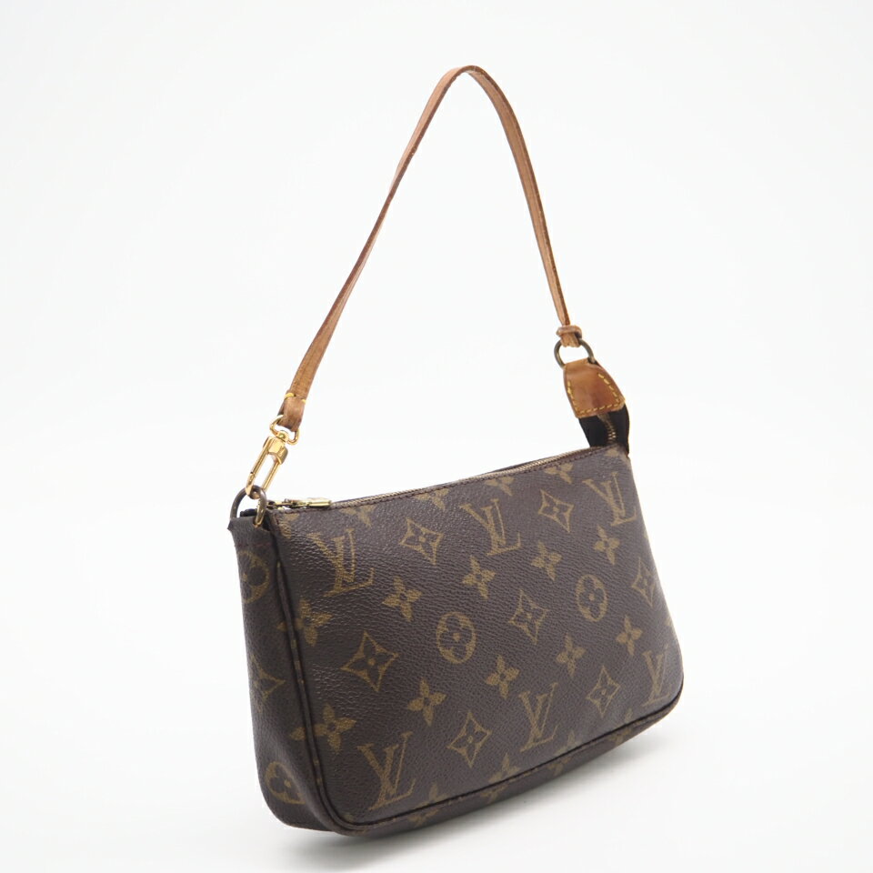 ★3日以内返品可★ LOUIS VUITTON ルイ・ヴィトン モノグラム ポシェットアクセソワール M51980 ポーチ ブラウン コーティングキャンバス レザー レディース【中古】