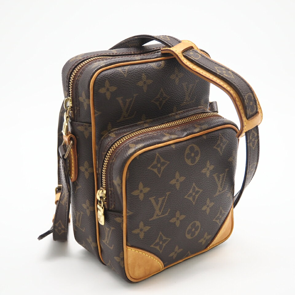 ★3日以内返品可★ LOUIS VUITTON ルイ・ヴィトン モノグラム アマゾン M45236 ショルダーバッグ ブラウン コーティングキャンバス レザー メンズ【中古】
