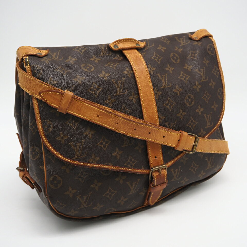 樂天商城 - ★3日以内返品可★ LOUIS VUITTON ルイ・ヴィトン モノグラム ソミュール35 M42254 ショルダーバッグ ブラウン コーティングキャンバス レザー レディース【中古】