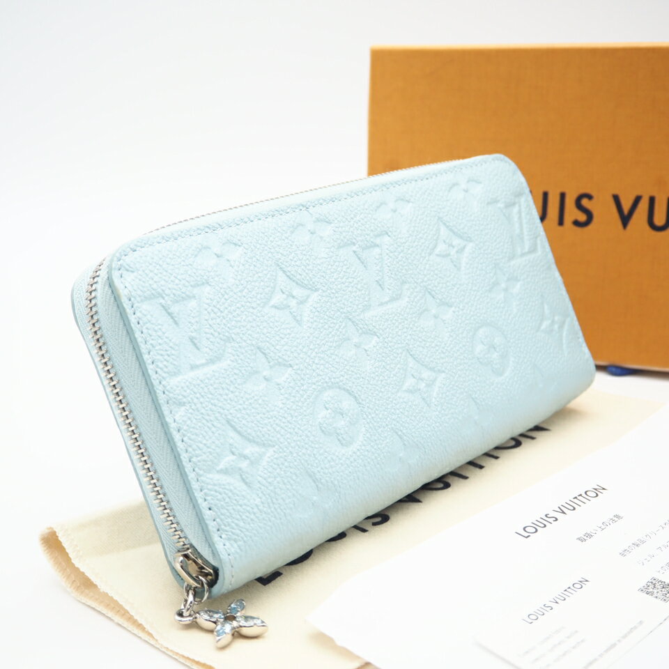 Rakuten - ★3日以内返品可★ 極美品 LOUIS VUITTON ルイ・ヴィトン アンプラント ジッピーウォレット アズールフロスト M12680 長財布 ブルー カーフレザー レディース【中古】