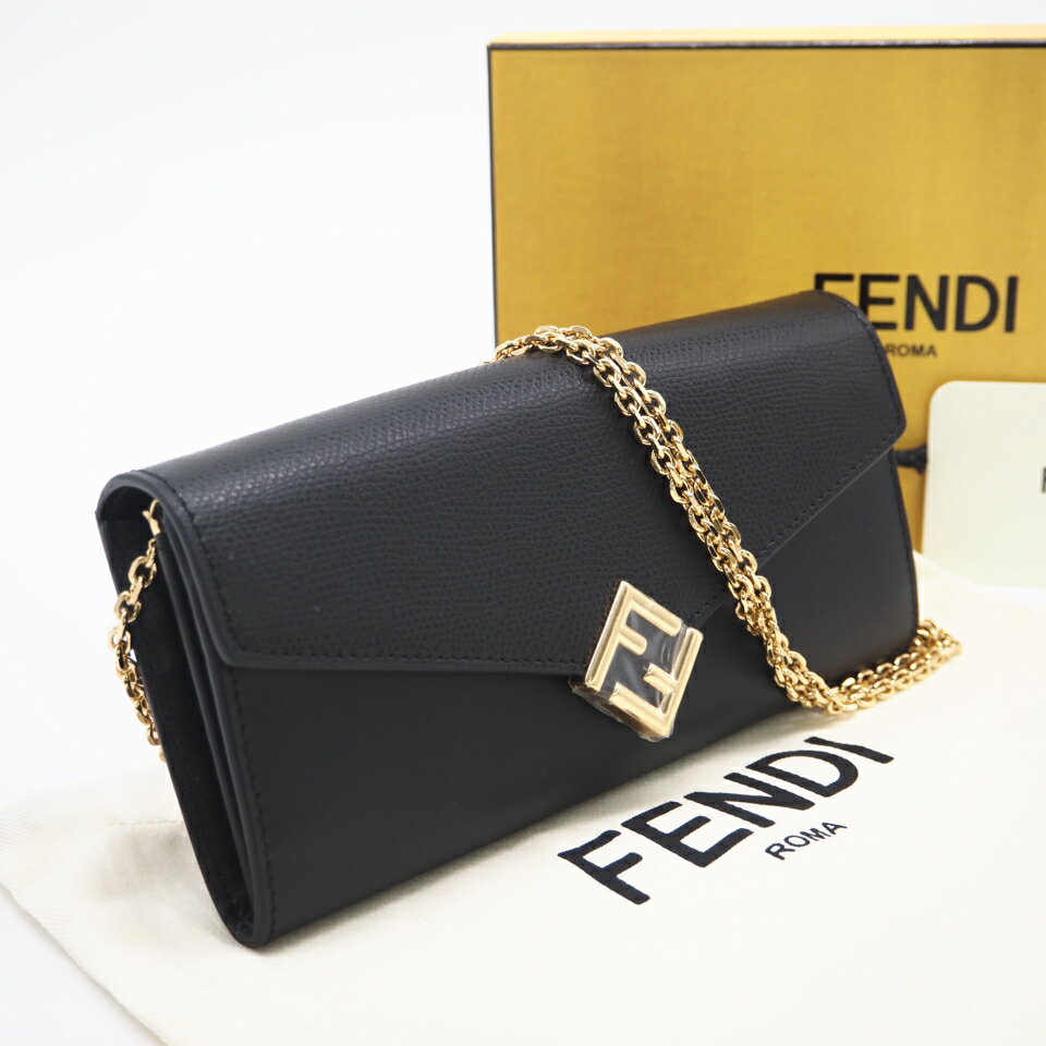 ��3���������ʲġ� ̤���� FENDI �ե���ǥ� FF��������� ���������դ� Ĺ���� 8M0365 ���������Хå� �֥�å� ������� �쥶�� ��ǥ���������š�