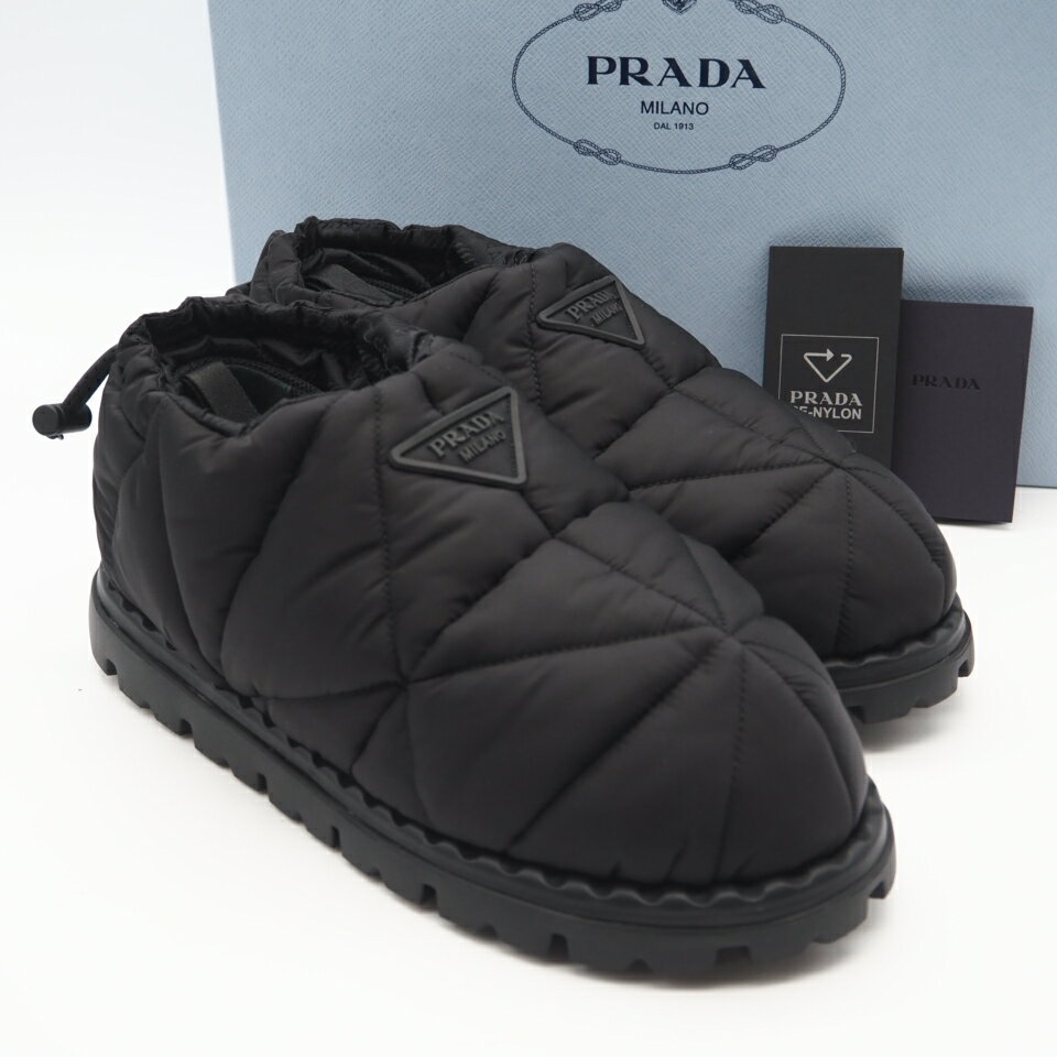Rakuten - ★3日以内返品可★ 極美品 PRADA プラダ キルティング ナイロン ロゴ パディングブーツ 7 24 1S704M ブーツ ブラック ナイロン レディース【中古】