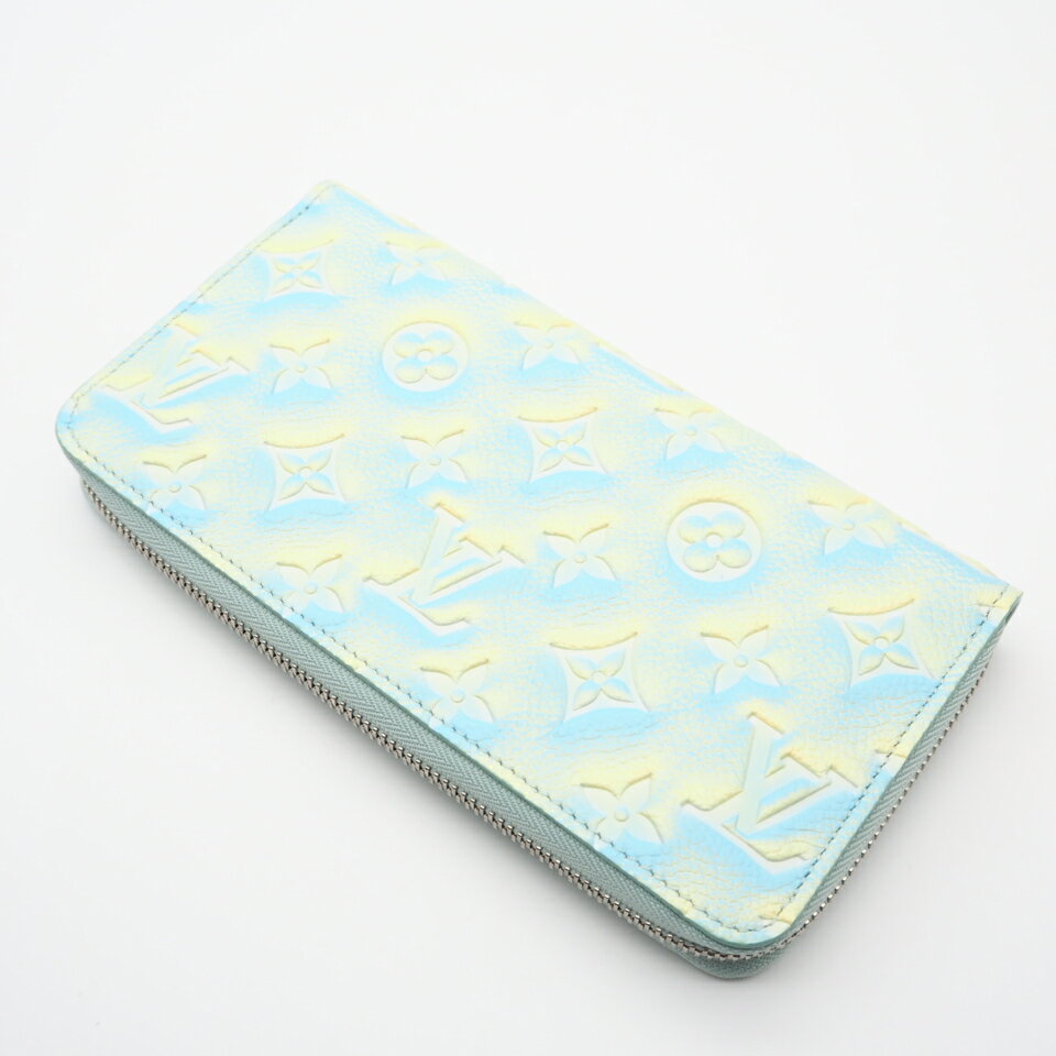 ★3日以内返品可★ 未使用 LOUIS VUITTON ルイ・ヴィトン モノグラム アンプラント サマースターダスト ジッピーウォレット ヴェール ドー M81466 長財布 ブルー イエロー レザー レディース【中古】