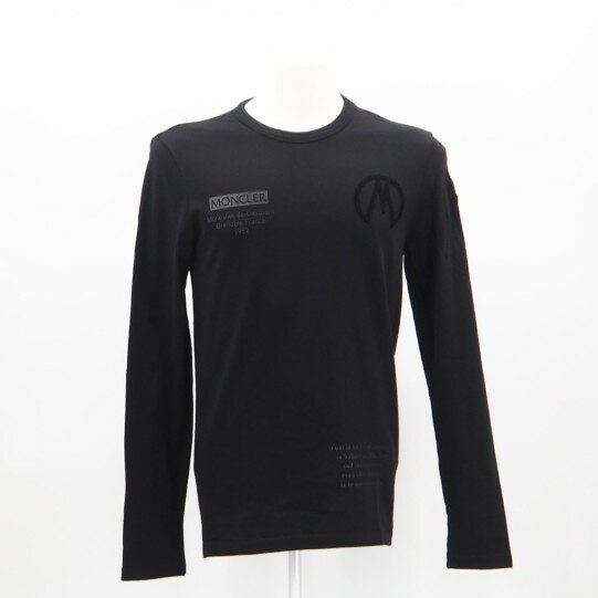 Rakuten - ★3日以内返品可★ 極美品 MONCLER モンクレール ラバーワッペン カットソー ロングスリーブ S F20918D70710 長袖シャツ ブラック コットン メンズ【中古】