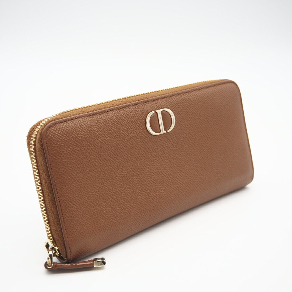 ★3日以内返品可★ 美品 Christian Dior クリスチャンディオール 30モンテーニュ ロングジップウォレット - 長財布 ブラウン レザー レディース【中古】
