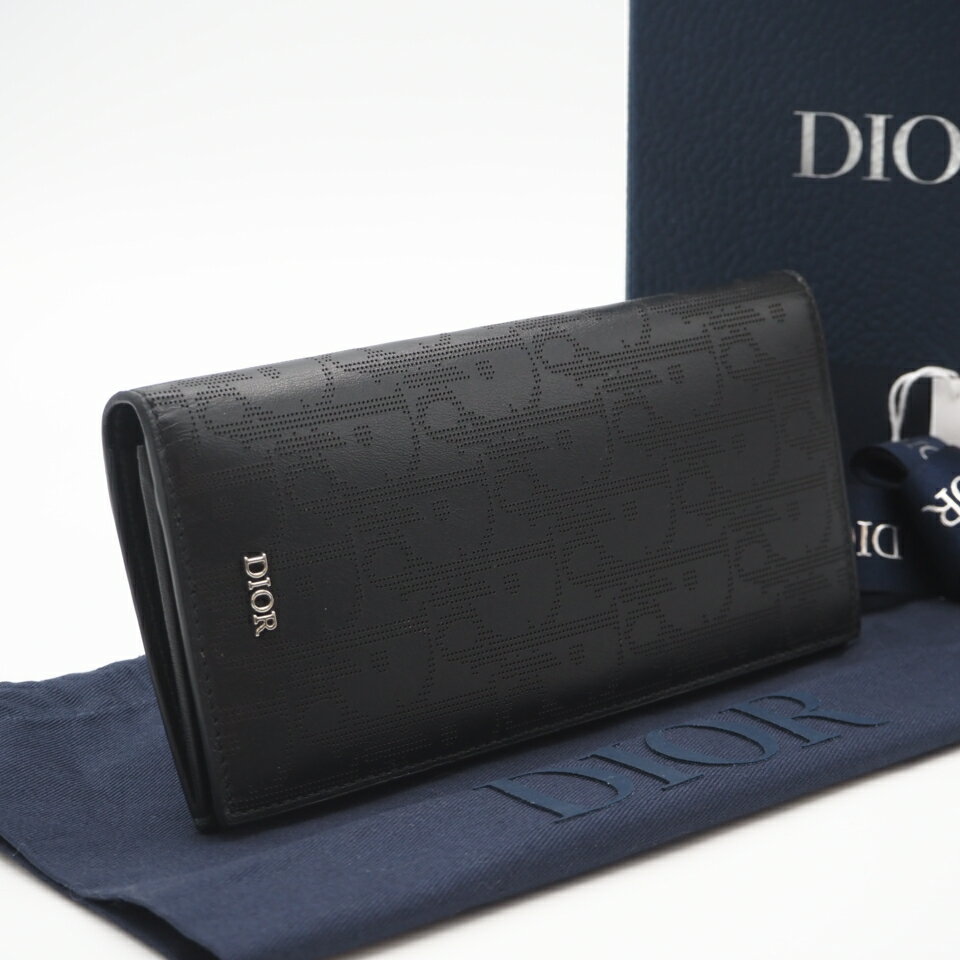 ★3日以内返品可★ 美品 Christian Dior クリスチャンディオール オブリーク バーティカル ギャラクシー ロングウォレット 2ESBC002VPD 長財布 ブラック スムースレザー メンズ【中古】
