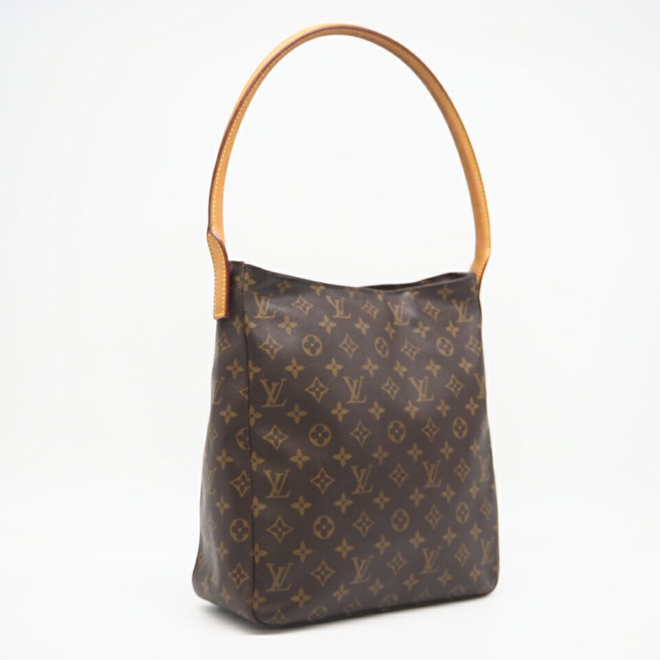 ★3日以内返品可★ LOUIS VUITTON ルイ・ヴィトン モノグラム キャンバス ルーピングGM M51145 ハンドバッグ ブラウン コーティングキャンバス レザー レディース【中古】