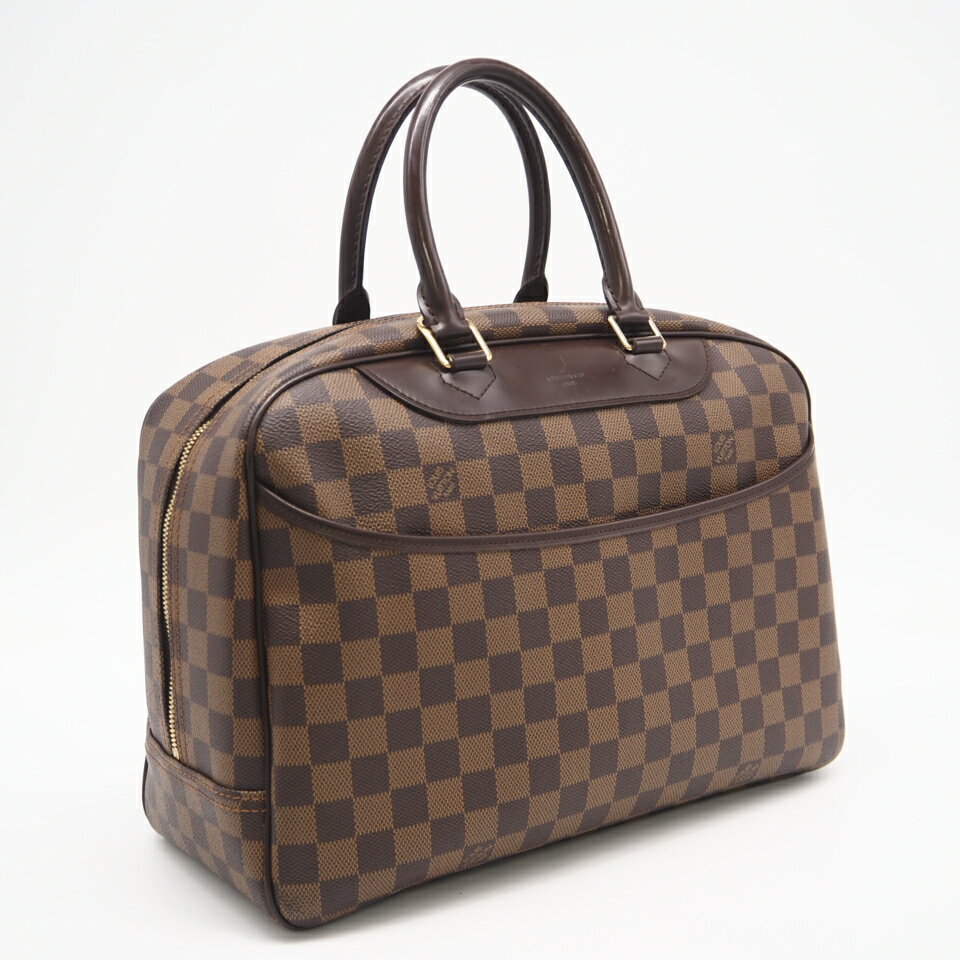 樂天商城 - ★3日以内返品可★ LOUIS VUITTON ルイ・ヴィトン ダミエ エベヌ ドーヴィル N47272 ハンドバッグ ブラウン コーティングキャンバス レザー メンズ【中古】
