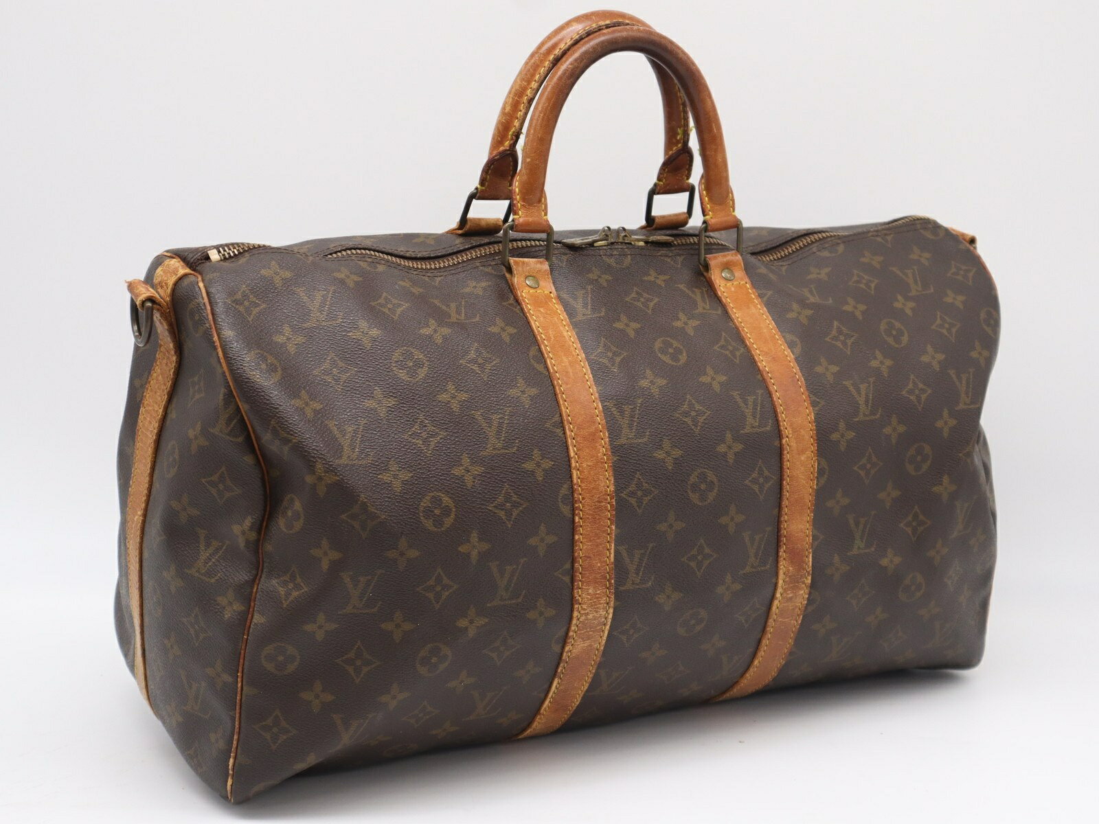 Rakuten - ★3日以内返品可★ LOUIS VUITTON ルイ・ヴィトン モノグラム キャンバス キーポル バンドリエール50 M41416 ボストンバッグ ブラウン コーティングキャンバス レザー メンズ【中古】