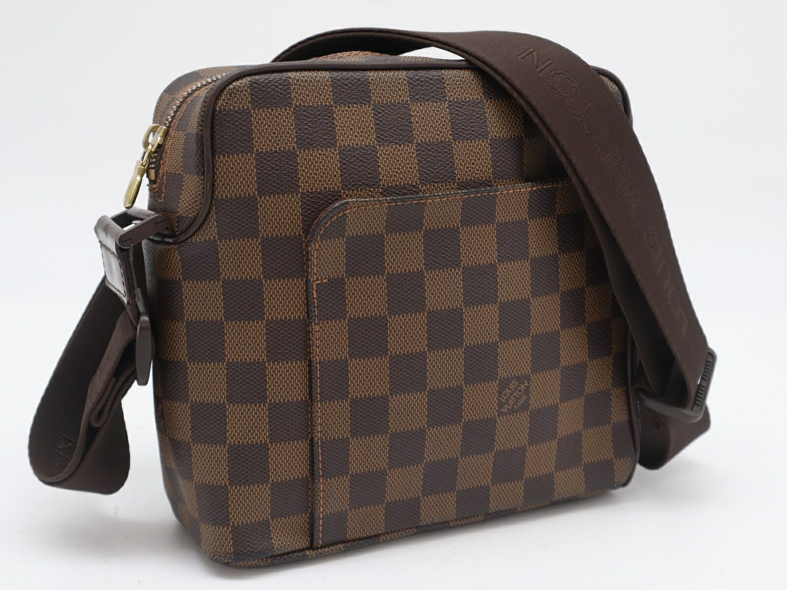 C, D, T, R, W - ★3日以内返品可★ LOUIS VUITTON ルイ・ヴィトン モノグラム キャンバス オラフPM N41442 ショルダーバッグ ブラウン コーティングキャンバス レザー メンズ【中古】