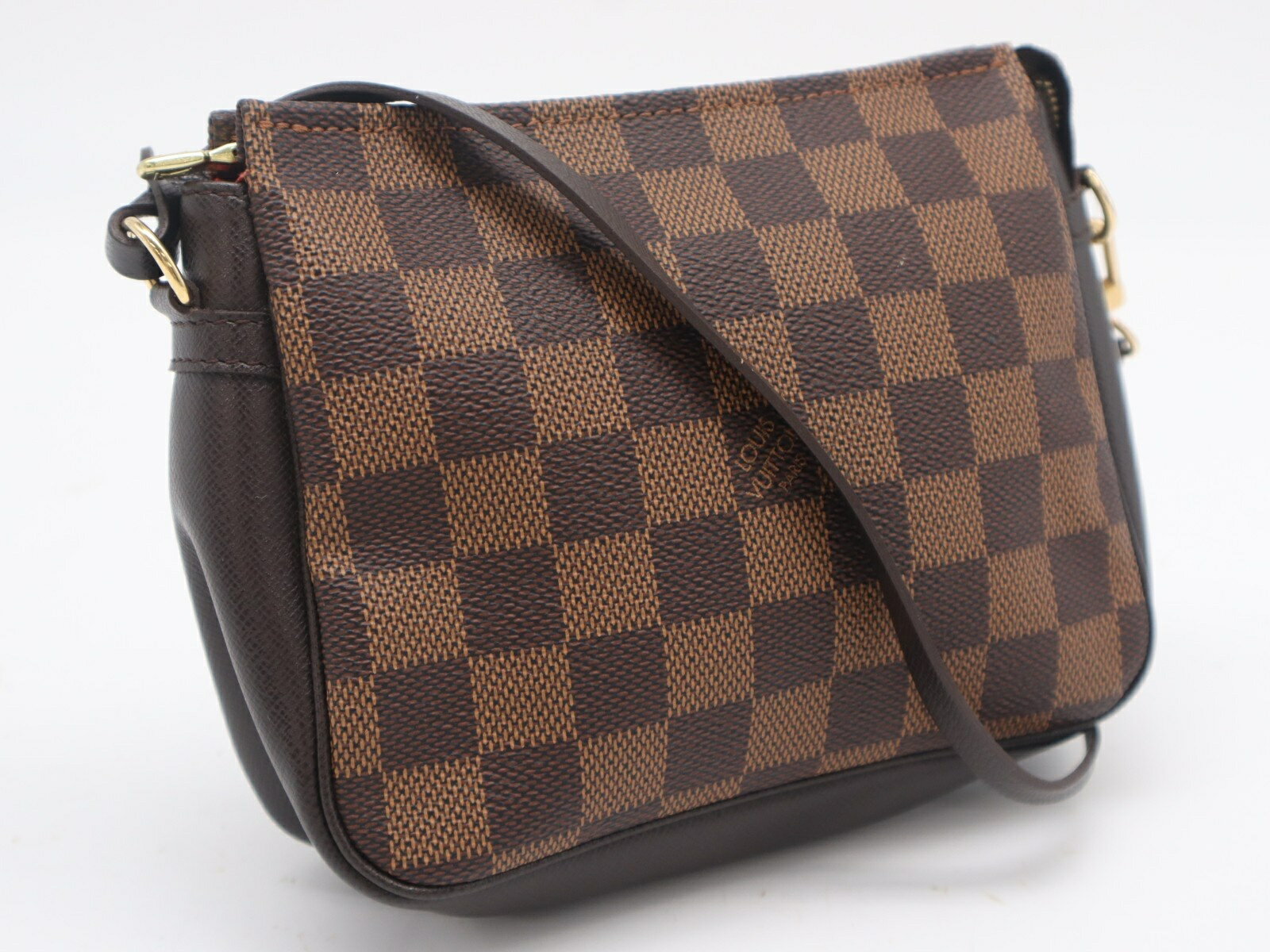 Rakuten - ★3日以内返品可★ LOUIS VUITTON ルイ・ヴィトン ダミエ エベヌ トゥルース メイクアップ N51982 ハンドバッグ ブラウン コーティングキャンバス レザー レディース【中古】