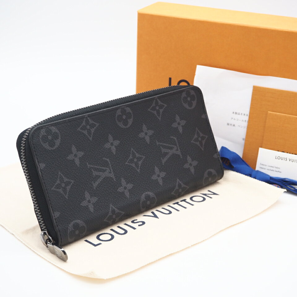 Rakuten - ★3日以内返品可★ 美品 LOUIS VUITTON ルイ・ヴィトン モノグラム エクリプス ジッピーウォレットヴェルティカル M62295 長財布 ブラック グレー コーティングキャンバス レザー メンズ【中古】