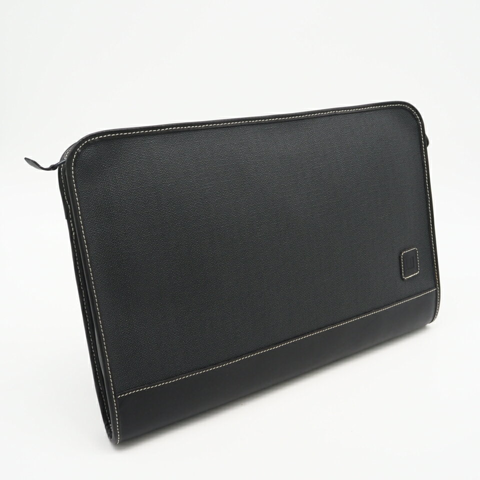 Rakuten - ★3日以内返品可★ 美品 Dunhill ダンヒル レザー クラッチバッグ - クラッチバッグ グレー ブラック レザー メンズ【中古】