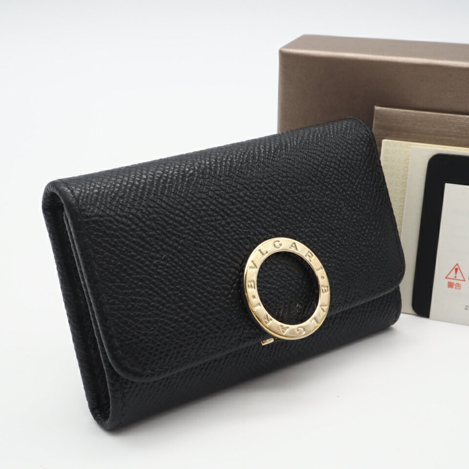 ★3日以内返品可★ 美品 BVLGARI ブルガリ グレインレザー ブルガリブルガリ キーケース 39341 キーケース ブラック グレインカーフレザー メンズ【中古】