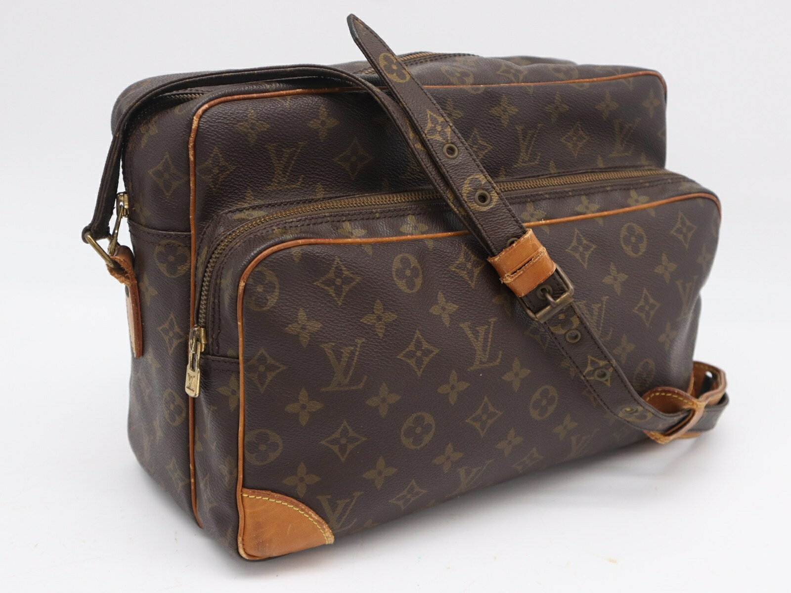 Rakuten - ★3日以内返品可★ LOUIS VUITTON ルイ・ヴィトン モノグラム キャンバス ナイルGM M45242 ショルダーバッグ ブラウン コーティングキャンバス レザー レディース【中古】