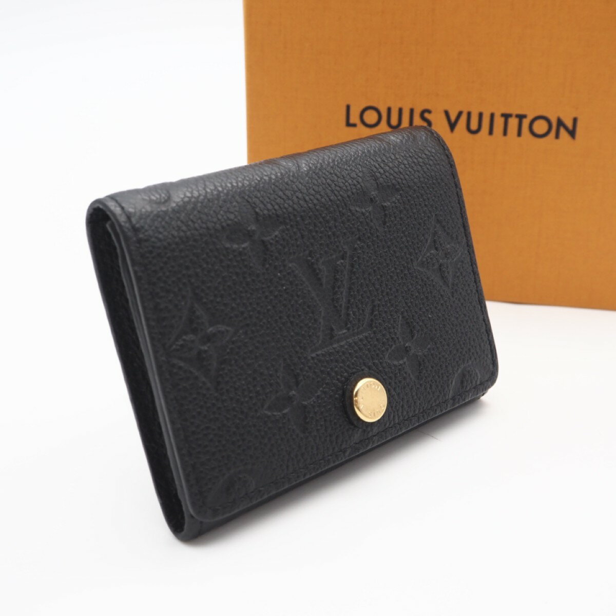 LOUIS VUITTON - ★3日以内返品可★ 美品 LOUIS VUITTON ルイ・ヴィトン モノグラム アンプラント アンヴェロップカルトドゥヴィジット ノワール M58456 カードケース ブラック カーフレザー レディース【中古】