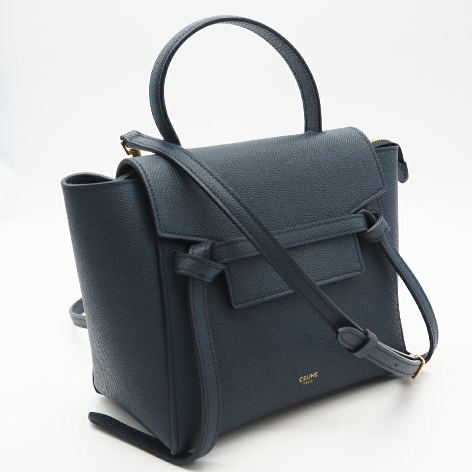 Rakuten - ★3日以内返品可★ 極美品 CELINE セリーヌ ナノ ベルトバッグ 189003ZVA 2wayハンドバッグ グリーン グレインカーフレザー レディース【中古】