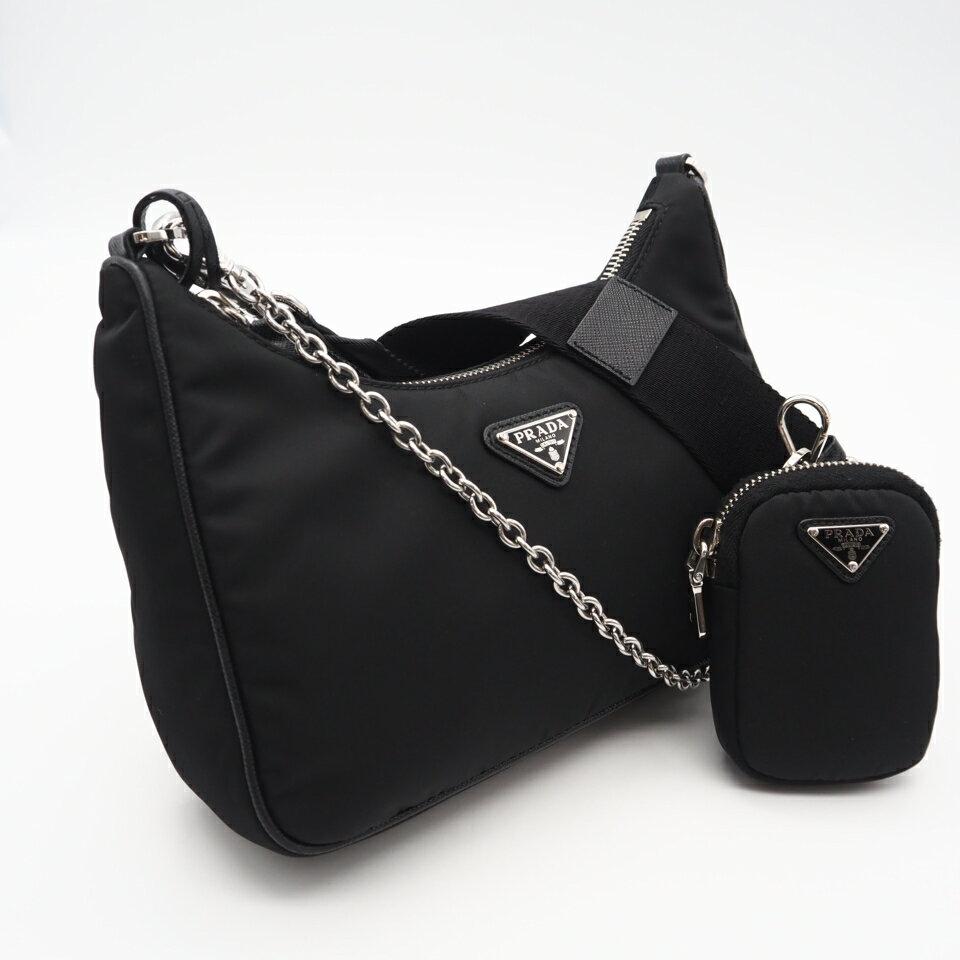 Rakuten - ★3日以内返品可★ 美品 PRADA プラダ サフィアーノ PRADA プラダ 1BH204 サフィアーノ Re-Edition 2005 Re-Nylon ブラック バッグ 1BH204 2wayショルダーバッグ ブラック ナイロン サフィアーノ レディース【中古】