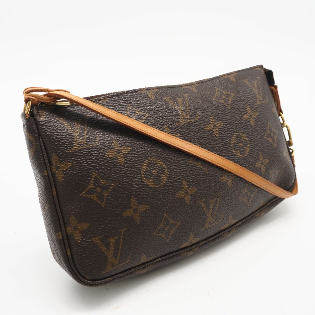 ★3日以内返品可★ LOUIS VUITTON ルイ・ヴィトン モノグラム キャンバス ポシェット アクセソワール M51980 ポーチ ブラウン コーティングキャンバス レザー レディース【中古】