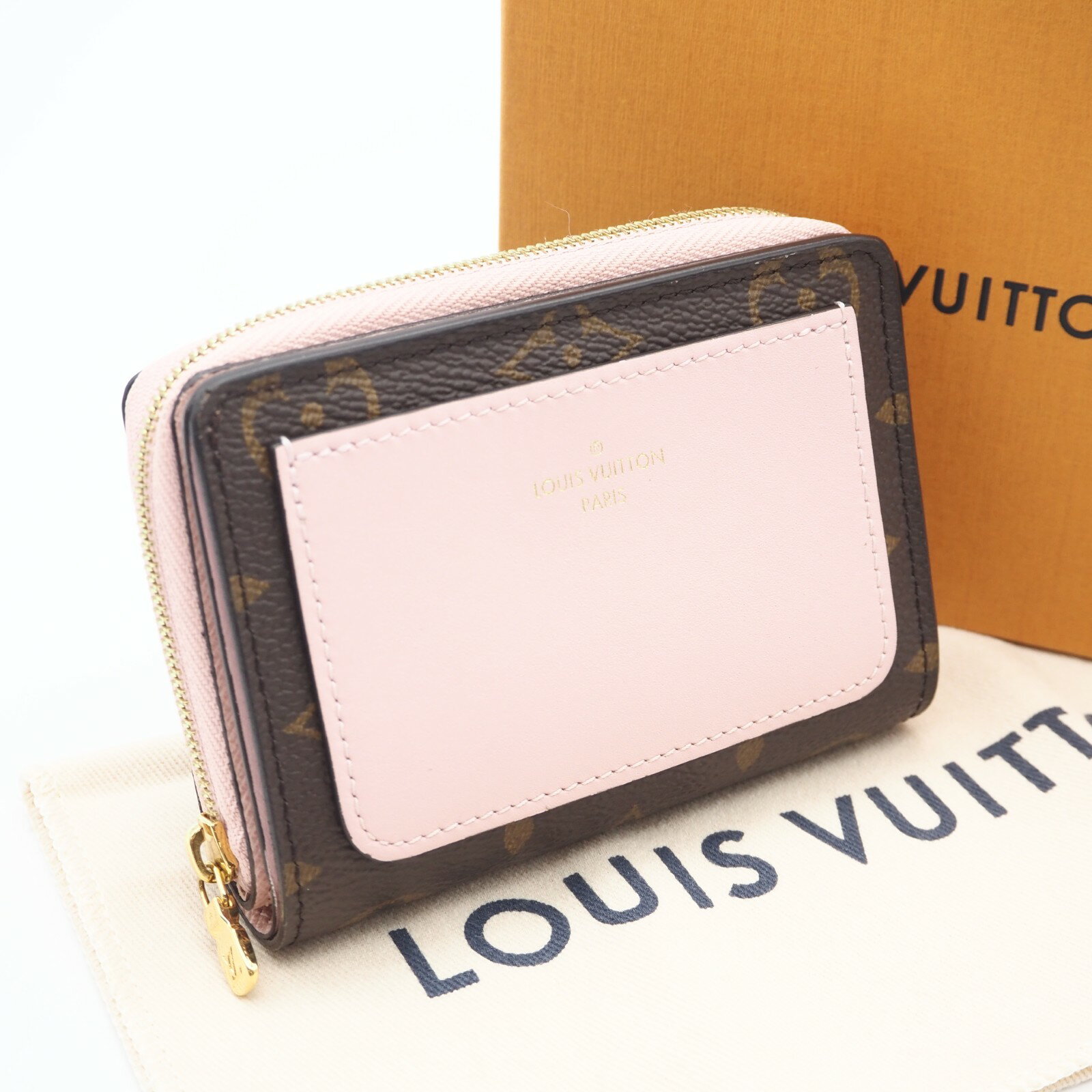 ★3日以内返品可★ 美品 LOUIS VUITTON ルイ・ヴィトン モノグラム ポルトフォイユ ルー ローズバレリーヌ M82378 二つ折り財布 ブラウン ピンク コーティングキャンバス レザー レディース【中古】